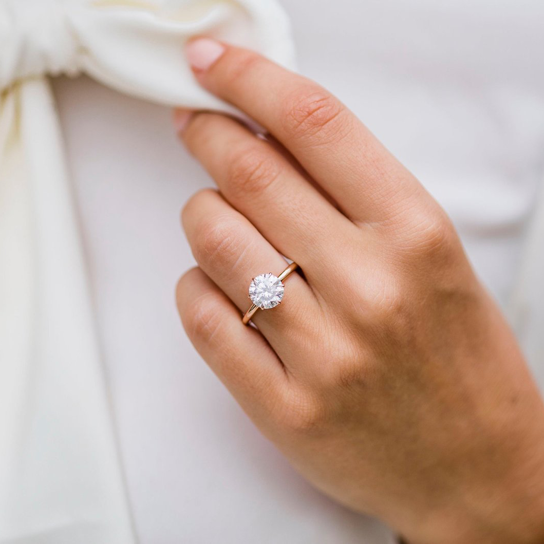 2.1 CT Round Solitaire Moissanite Engagement Ring
