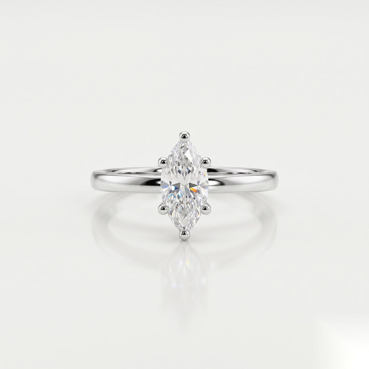 0.5 CT Marquise Solitaire Moissanite Engagement Ring