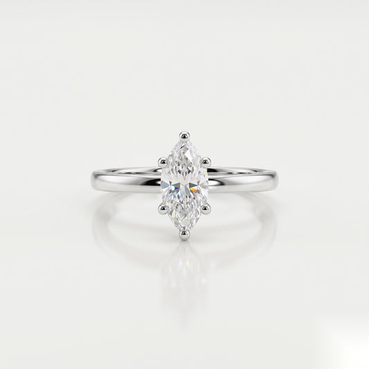 0.5 CT Marquise Solitaire Moissanite Engagement Ring