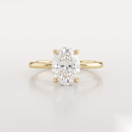 1.5 CT Oval Hidden Halo Moissanite Engagement Ring