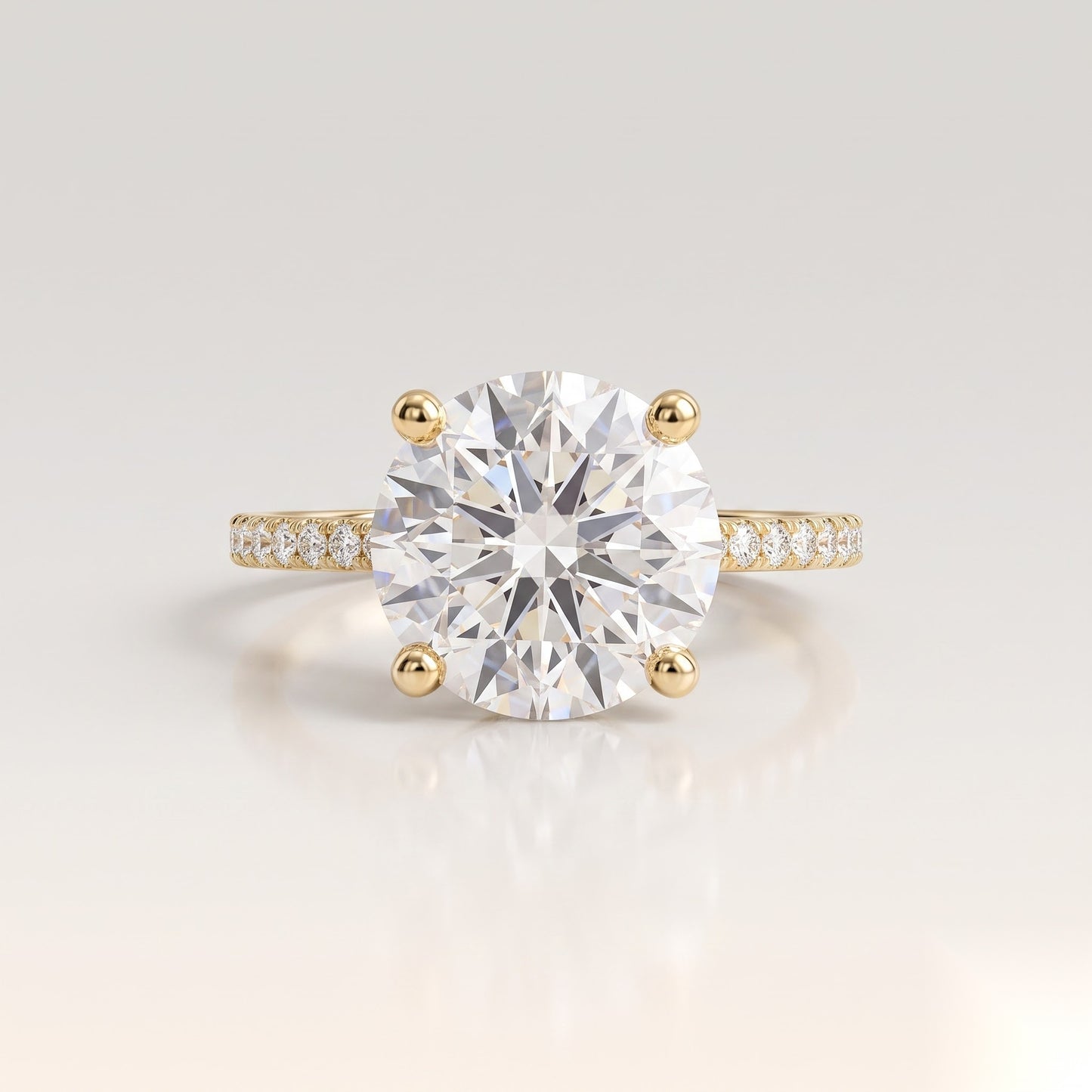 4 CT Round Hidden Halo & Pave Moissanite Engagement Ring
