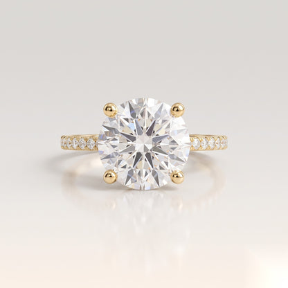 4 CT Round Hidden Halo & Pave Moissanite Engagement Ring