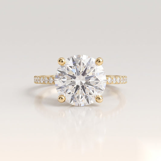4 CT Round Hidden Halo & Pave Moissanite Engagement Ring