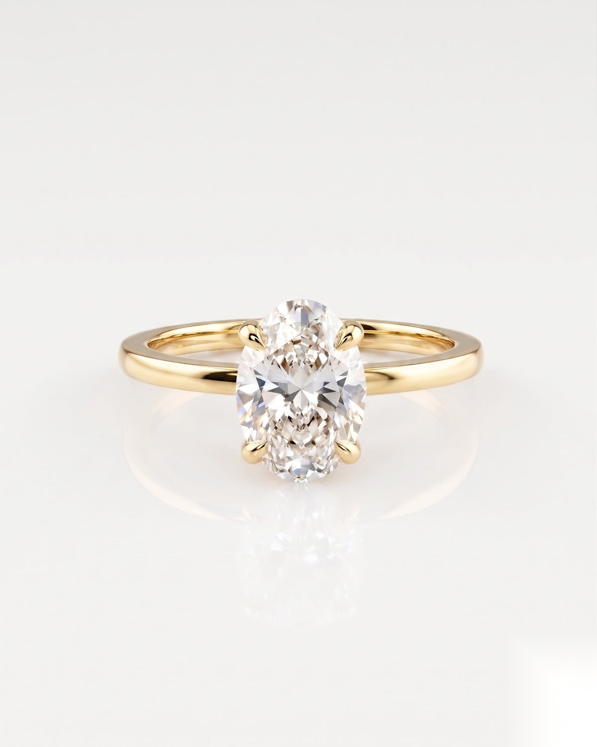 1.5 CT Oval Solitaire Moissanite Engagement Ring
