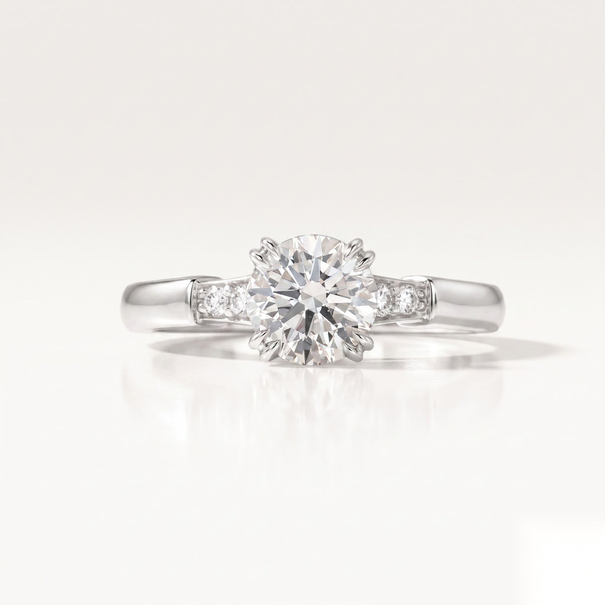 0.5 CT Round Dainty Pave Moissanite Engagement Ring