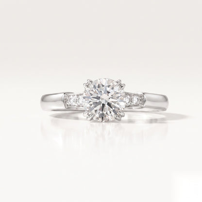 0.5 CT Round Dainty Pave Moissanite Engagement Ring