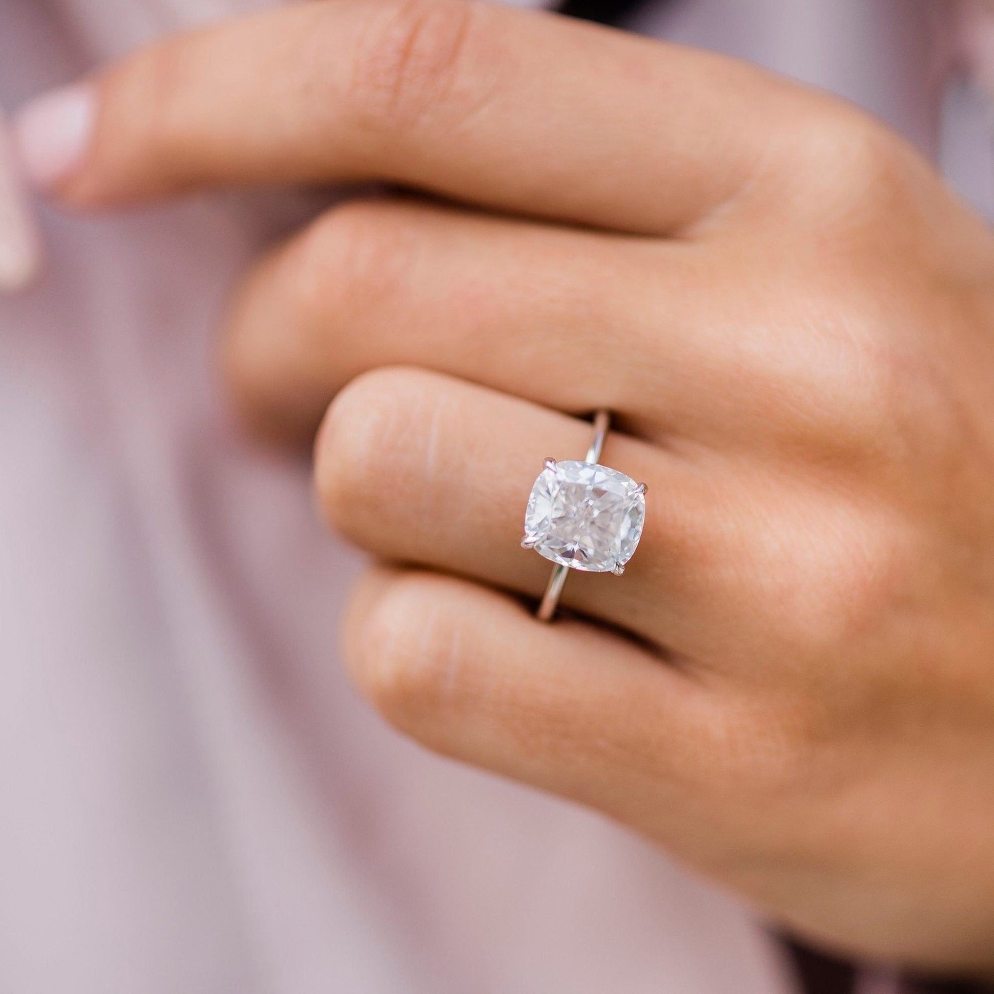 4.5 CT Cushion Solitaire Moissanite Engagement Ring
