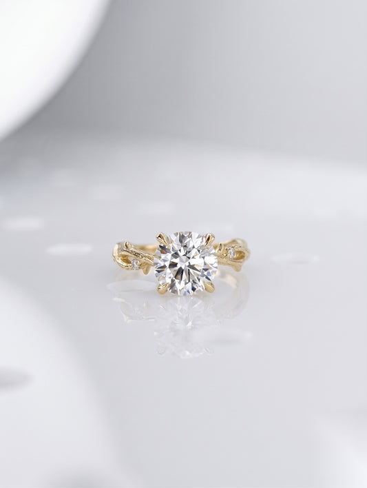 2 CT Round Nature Inspired Moissanite Engagement Ring