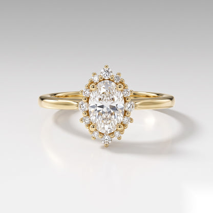 0.5 CT Oval Halo Moissanite Engagement Ring