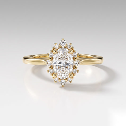 0.5 CT Oval Halo Moissanite Engagement Ring