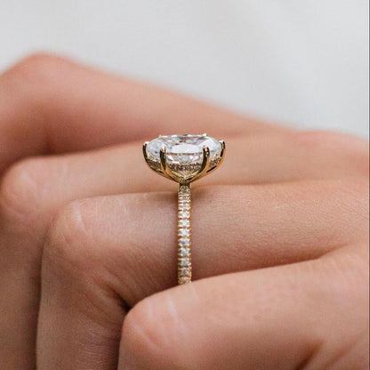 2.5 CT Oval Hidden Halo & Pave Moissanite Engagement Ring