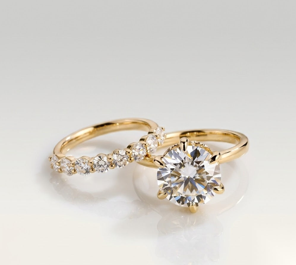 1.6 CT Emerald Cluster Moissanite Bridal Set