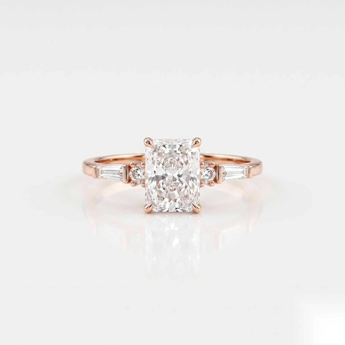 1.5 CT Radiant Five Stone Moissanite Engagement Ring