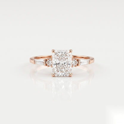 1.5 CT Radiant Five Stone Moissanite Engagement Ring