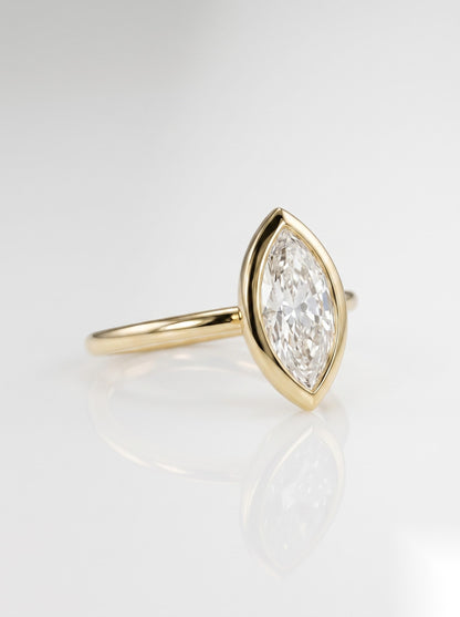 1.5 CT Marquise Solitaire Moissanite Engagement Ring