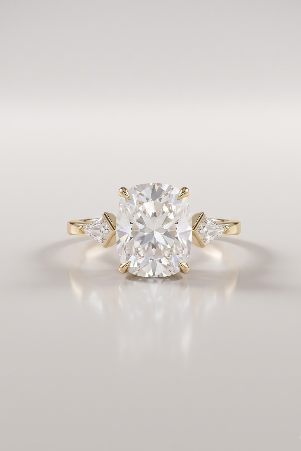 2.5 CT Cushion Three Stone Moissanite Engagement Ring