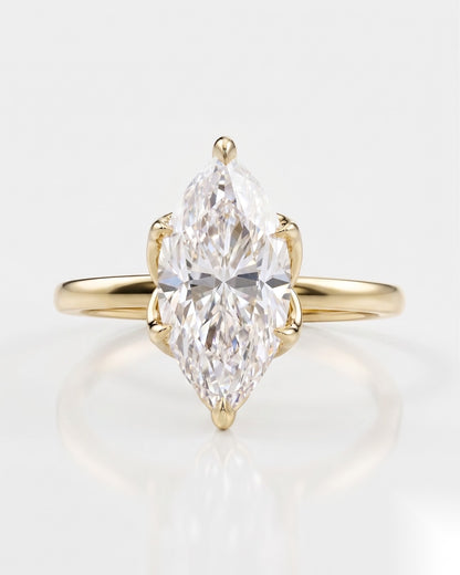 1.5 CT Marquise Solitaire Moissanite Engagement Ring