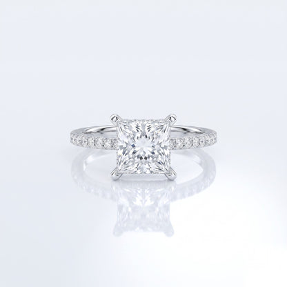 1 CT Princess Pave Moissanite Engagement Ring