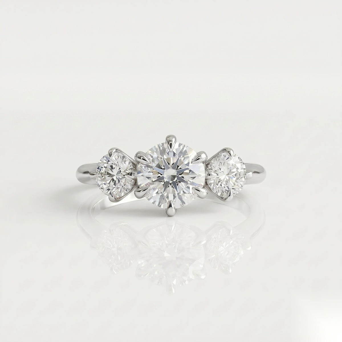 1 CT Round Three Stone Moissanite Engagement Ring