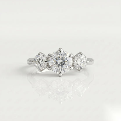 1 CT Round Three Stone Moissanite Engagement Ring