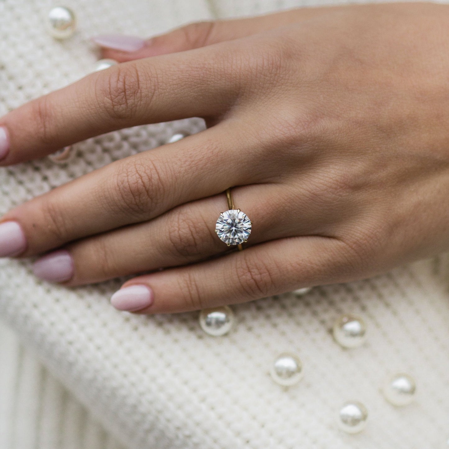 3 CT Round Solitaire Moissanite Engagement Ring