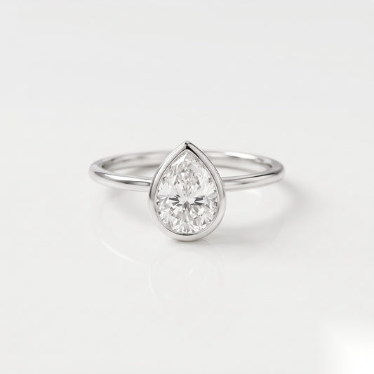 1 CT Pear Solitaire Moissanite Engagement Ring