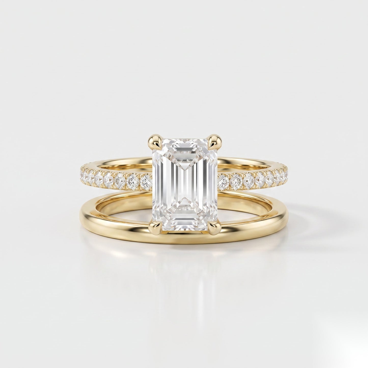 1.5 CT Emerald Pave Moissanite Engagement Ring