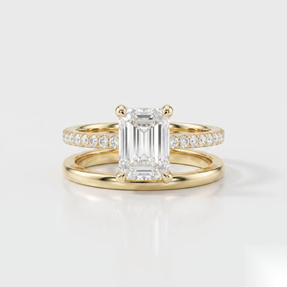 1.5 CT Emerald Pave Moissanite Engagement Ring