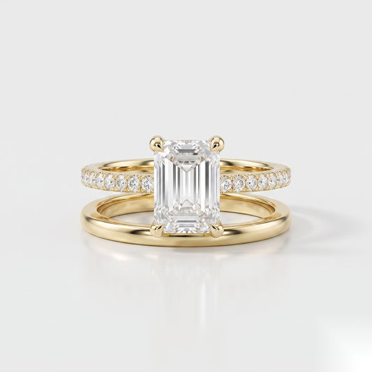 1.5 CT Emerald Pave Moissanite Engagement Ring