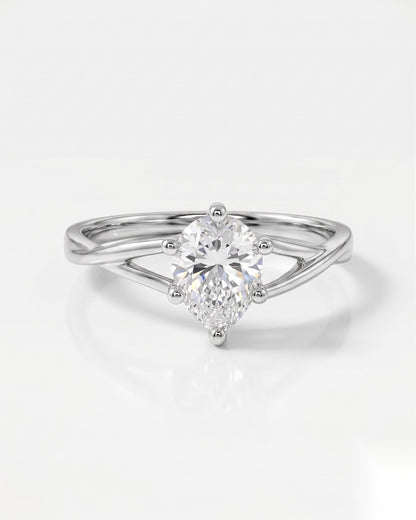 1 CT Pear Solitaire Moissanite Engagement Ring