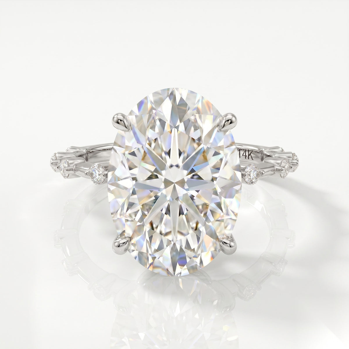 5 CT Oval Pave Moissanite Engagement Ring