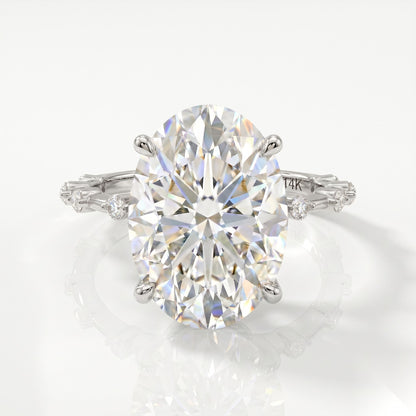 5 CT Oval Pave Moissanite Engagement Ring