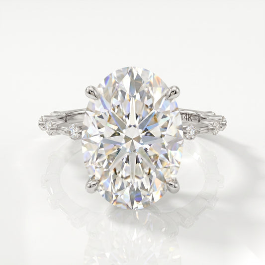 5 CT Oval Pave Moissanite Engagement Ring