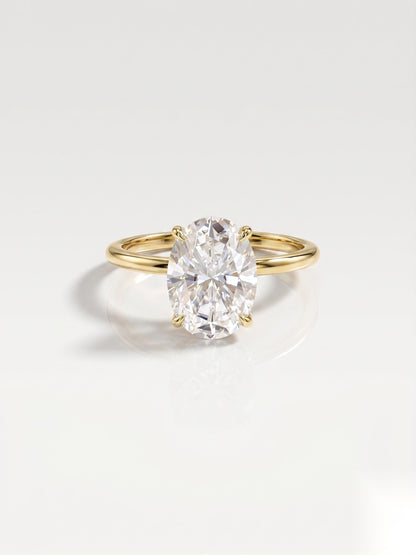 3 CT Oval Hidden Halo & Dainty Pave Moissanite Engagement Ring