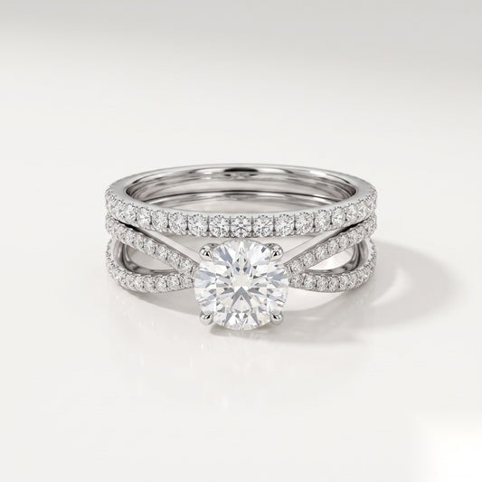 1.6 CT Emerald Cluster Moissanite Bridal Set