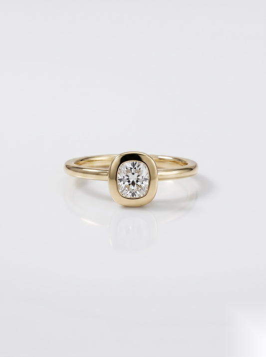 0.5 CT Cushion Hidden Halo Moissanite Engagement Ring