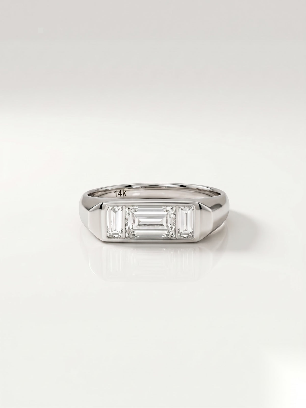0.65 CT Baguette Three Stone Moissanite Engagement Ring