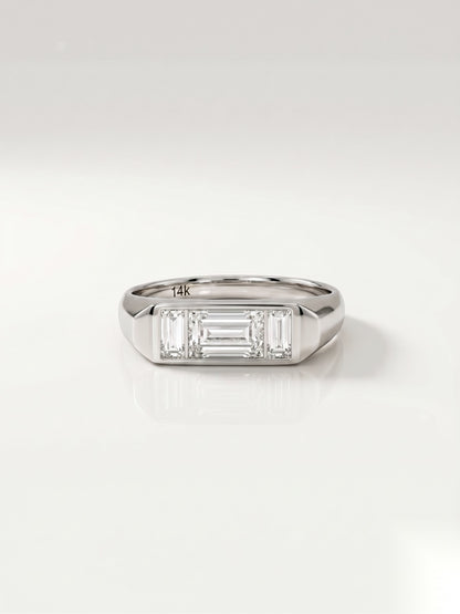 0.65 CT Baguette Three Stone Moissanite Engagement Ring