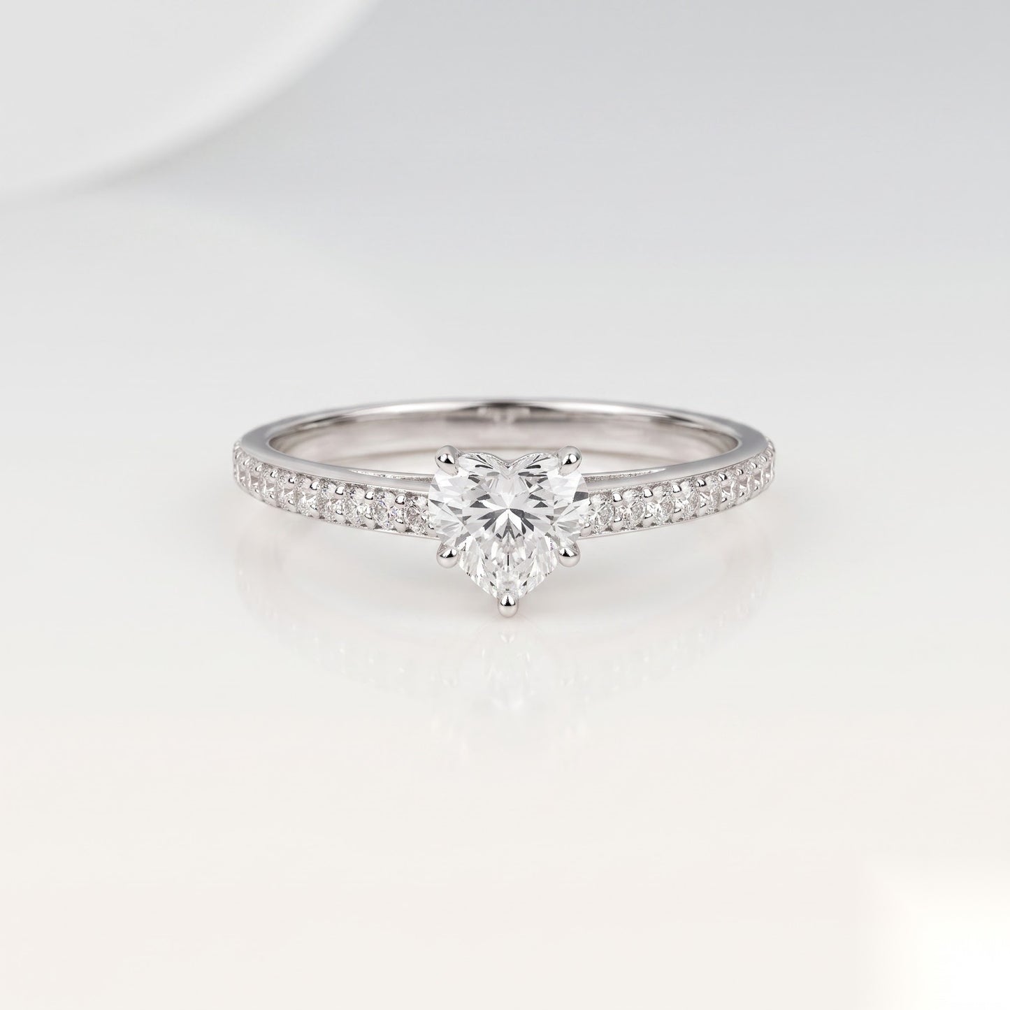 0.75 CT Heart Pave Moissanite Engagement Ring