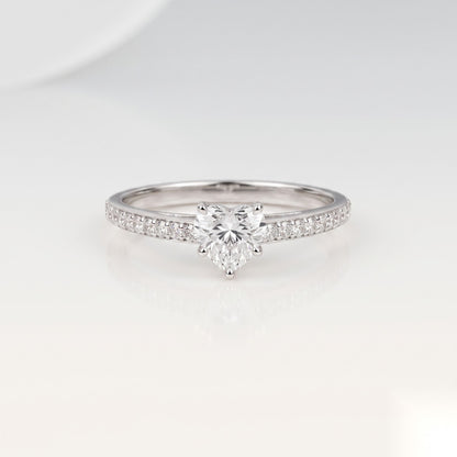 0.75 CT Heart Pave Moissanite Engagement Ring