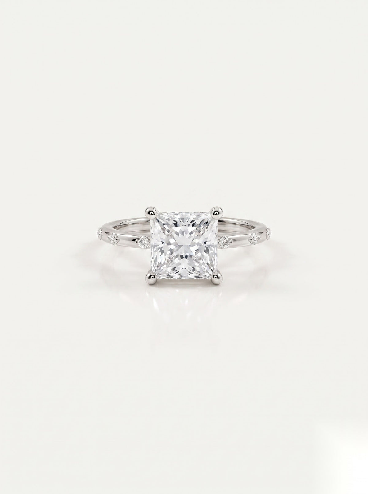 2 CT Princess Dainty Pave Moissanite Engagement Ring