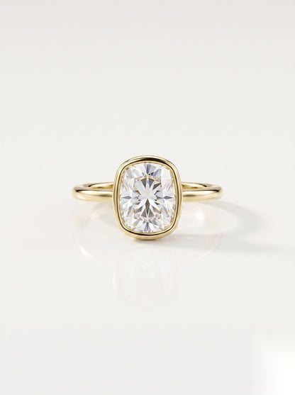 2 CT Elongated Cushion Solitaire Moissanite Engagement Ring