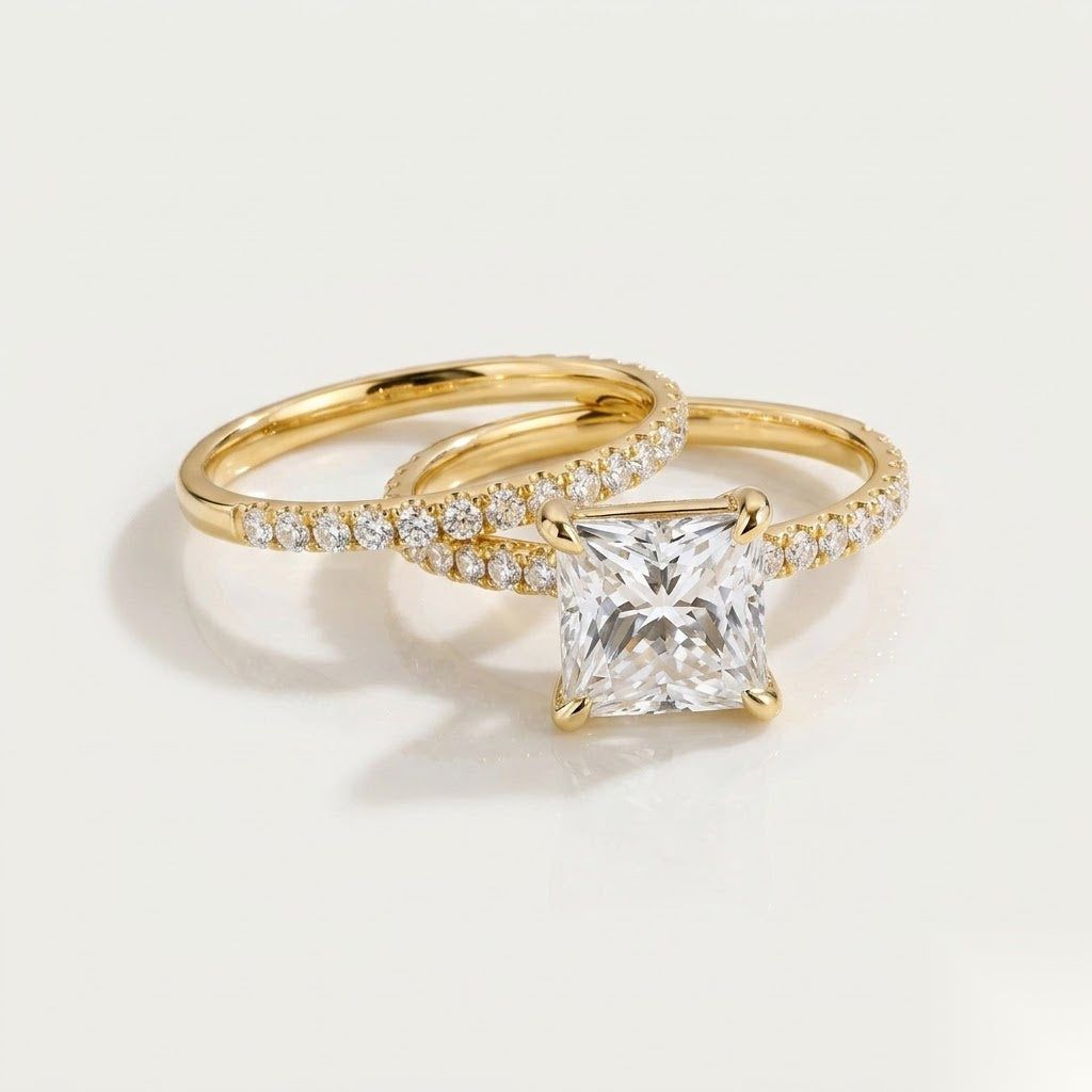1.6 CT Emerald Cluster Moissanite Bridal Set