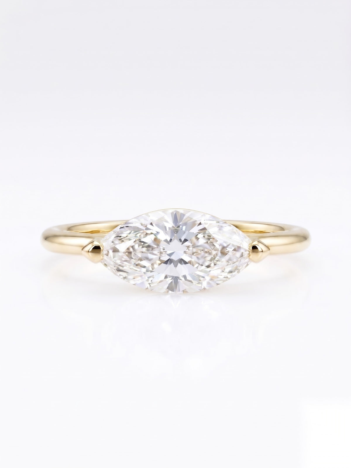 1 CT East-West Marquise Solitaire Moissanite Engagement Ring