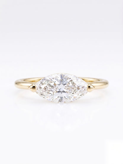 1 CT East-West Marquise Solitaire Moissanite Engagement Ring