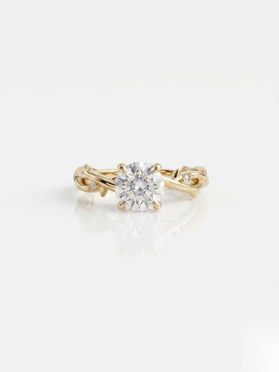 1 CT Round Dainty Pave Moissanite Engagement Ring