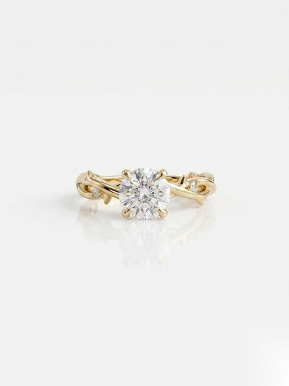 1 CT Round Dainty Pave Moissanite Engagement Ring