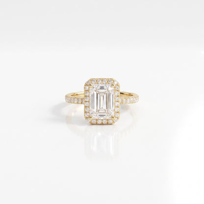 1.75 CT Emerald Halo & Pave Moissanite Engagement Ring