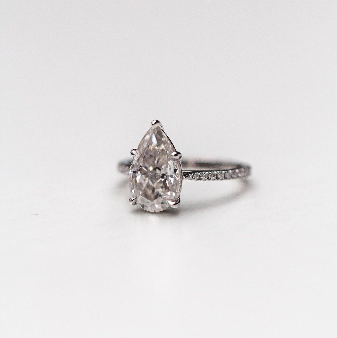4.1 CT Pear Pave Moissanite Engagement Ring