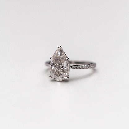 4.1 CT Pear Pave Moissanite Engagement Ring
